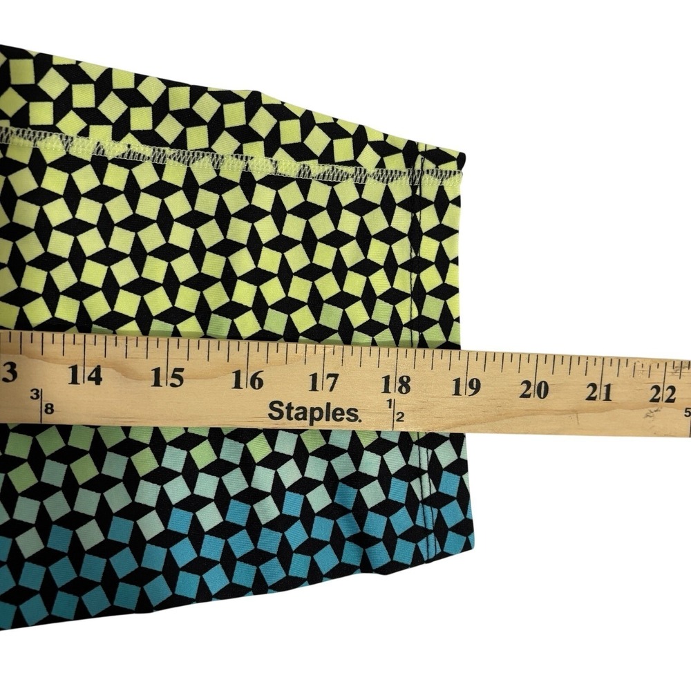Calvin Klein Performance Leggings Womens XL Green Blue Geometric Crop Quick Dry - Picture 4 of 6